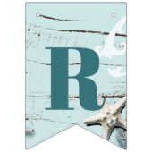 トロピカルアクア航海のブルーシーシェルビーチ結婚式 バンティングフラッグ (第2の旗)