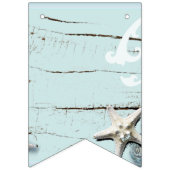 トロピカルアクア航海のブルーシーシェルビーチ結婚式 バンティングフラッグ (第1の旗)