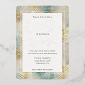トロピカルアクア離れ金ゴールドブライダルシャワー 箔招待状 (正面)