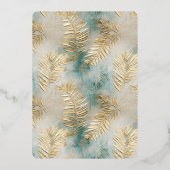 トロピカルアクア離れ金ゴールドブライダルシャワー 箔招待状 (裏面)