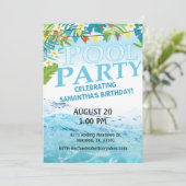 トロピカルアダルト誕生日プールパーティの招待状 招待状 (スタンド正面)