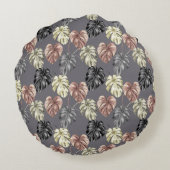 トロピカルアニマルプリント&グリーンリーシリーズデザイン36 ラウンドクッション (裏面)