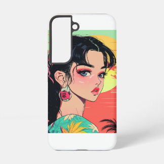 トロピカルアニメサンセットガール SAMSUNG GALAXY S22ケース