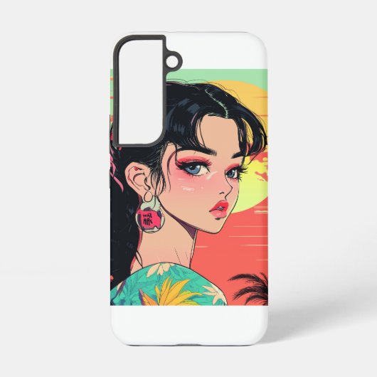 トロピカルアニメサンセットガール SAMSUNG GALAXYケース (裏面)