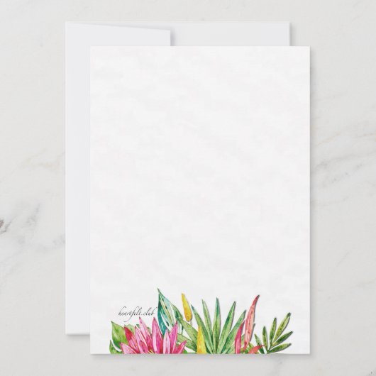 トロピカルアレンジメント 挙式発表 招待状 (裏面)