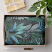 トロピカルアロハエキゾチックな青いジャングルパターンの夜 薄葉紙 (ギフト)