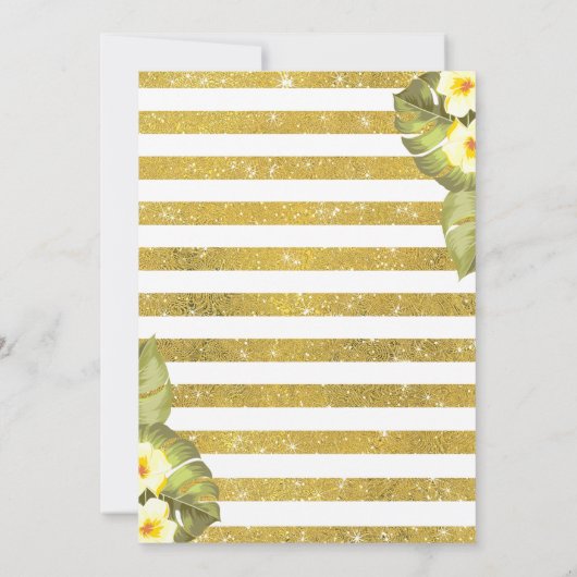 トロピカルアロハグリーン金ゴールドパイナップル誕生日 招待状 (裏面)