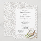 トロピカルアロハココナッツフラワーの花のブライズシャワー 招待状 (正面/裏面)