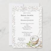 トロピカルアロハココナッツフラワーの花のブライズシャワー 招待状 (正面)