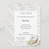 トロピカルアロハココナッツフラワーバースデー 招待状 (正面/裏面)