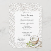 トロピカルアロハココナッツフラワーブライダルシャワー 招待状 (正面/裏面)