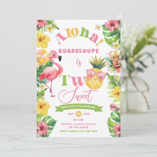 トロピカルアロハツースウィートルアウ（ハワイ式宴会）パーティー誕生日 招待状 (スタンド正面)