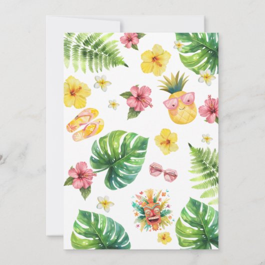 トロピカルアロハツースウィートルアウ（ハワイ式宴会）パーティー誕生日 招待状 (裏面)