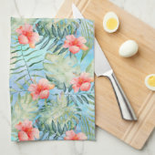トロピカルアロハハイビスカスフローラ キッチンタオル (四つ折り)