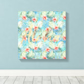 トロピカルアロハハイビスカスフローラ キャンバスプリント (インサイチュ (ウッドフロア))
