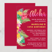トロピカルアロハハワイアンルアウ（ハワイ式宴会）誕生会 招待状 (正面/裏面)