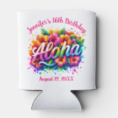 トロピカルアロハハワイアン誕生日ルアウ（ハワイ式宴会）パーティーカンCo 缶クーラー (裏面)