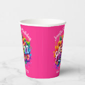 トロピカルアロハハワイアン誕生日ルアウ（ハワイ式宴会）ピンク 紙コップ (右)