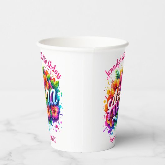 トロピカルアロハハワイアン誕生日ルアウ（ハワイ式宴会） 紙コップ (右)