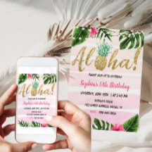 トロピカルアロハバースデー招待状 ハワイアン招待