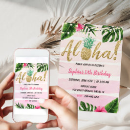 トロピカルアロハバースデー招待状 ハワイアン招待 招待状