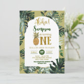 トロピカルアロハパイナップルボーイファースト誕生日パーティー 招待状 (スタンド正面)