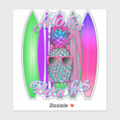 トロピカルアロハビーチおもしろいサーフィンパイナップル シール (シート)