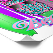 トロピカルアロハビーチおもしろいサーフィンパイナップル ポスター (角)