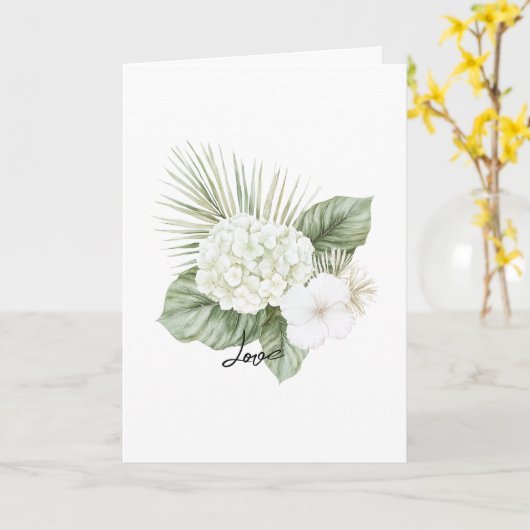 トロピカルアロハビーチアジサイ結婚フローラ カード (黄色い花)