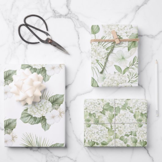トロピカルアロハビーチアジサイ結婚フローラ ラッピングペーパーシート (正面)