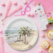 トロピカルアロハビーチココナッツパームツリー ペーパープレート (パーティー)