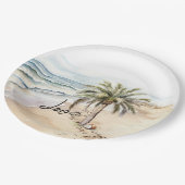 トロピカルアロハビーチココナッツパームツリー ペーパープレート (アングル)