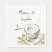 トロピカルアロハビーチココナッツ結婚フローラ スタンダードランチョンナプキン (正面)