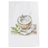 トロピカルアロハビーチココナッツ結婚フローラ ミディアムペーパーバッグ (正面)