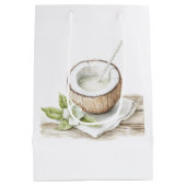 トロピカルアロハビーチココナッツ結婚フローラ ミディアムペーパーバッグ (裏面)