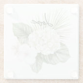 トロピカルアロハビーチハイドランジアフラルウェディング ガラスコースター (裏面)