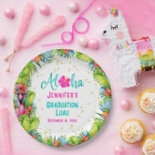 トロピカルアロハフラミンゴ卒業ルアウ(ハワイ式宴会) ペーパープレート (パーティー)