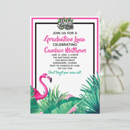 トロピカルアロハフラミンゴ卒業ルアウ（ハワイ式宴会）2022 招待状 (スタンド正面)