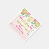 トロピカルアロハフラミンゴ誕生日ペーパーナプキン スタンダードカクテルナプキン (角)