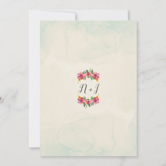 トロピカルアロハフラワーズフローラ結婚植物学 招待状 (裏面)