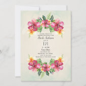 トロピカルアロハフラワーズボタニカルブライダルシャワー 招待状 (正面)