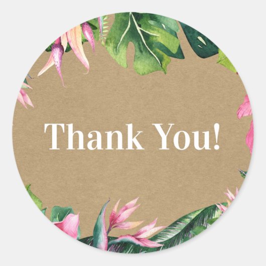 トロピカルアロハフローラルアウ（ハワイ式宴会）クラフトブライダルシャワー ラウンドシール (正面)