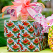 トロピカルアロハフローラ植物水彩色 ラッピングペーパー