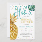 トロピカルアロハモダンサマーまたはルアウ(ハワイ式宴会)ブライダルシャワー 招待状 (正面)