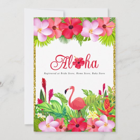 トロピカルアロハルアウ（ハワイ式宴会）カップルウェディングシャワー 招待状 (裏面)