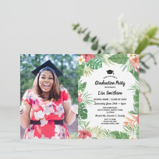 トロピカルアロハルアウ（ハワイ式宴会）サマーフローラ卒業写真 招待状 (スタンド正面)