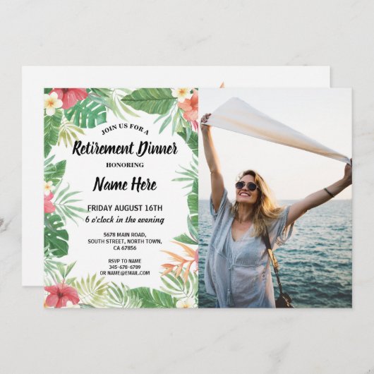トロピカルアロハルアウ(ハワイ式宴会)サマーリタイアメントパーティー写真 招待状 (正面/裏面)