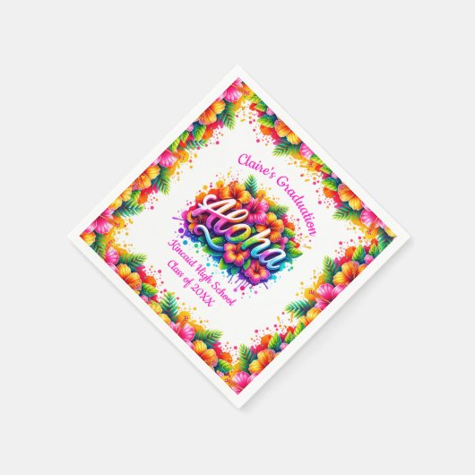 トロピカルアロハ卒業ラウパーティーペーパーナプキン スタンダードカクテルナプキン (角)