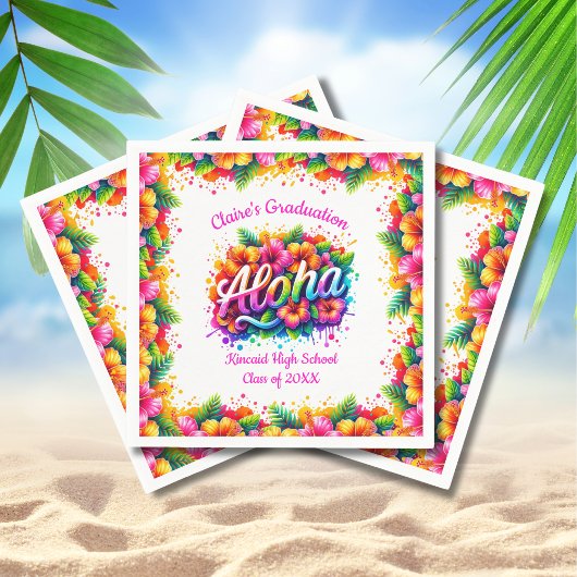 トロピカルアロハ卒業ラウパーティーペーパーナプキン スタンダードカクテルナプキン