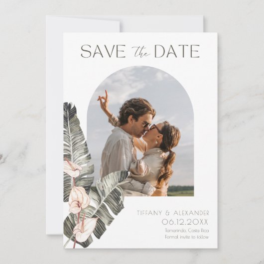 トロピカルアーチフォトビーチ結婚式 セーブザデート (正面)